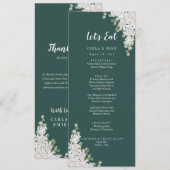Groene Blad Bloemen Bedankt en Trouwmenu Programmakaart (Voorkant / Achterkant)