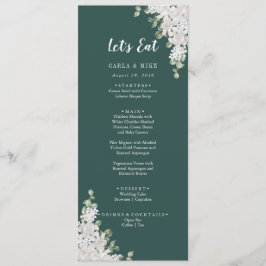 Groene Blad Bloemen Bedankt en Trouwmenu Programmakaart