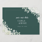 Groene Blad Bloemen Bruiloft Save The Date (Voorkant / Achterkant)