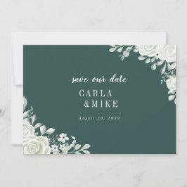 Groene Blad Bloemen Bruiloft Save The Date