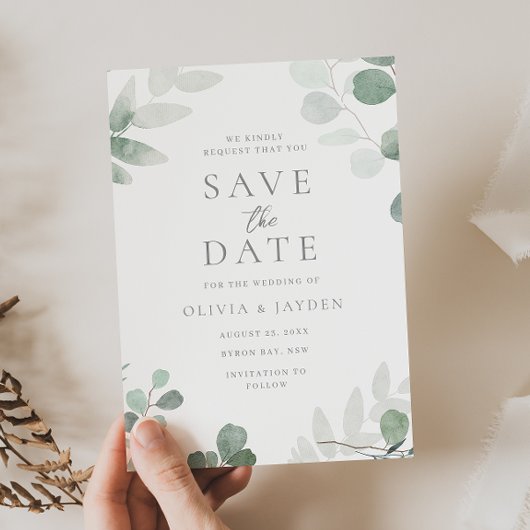 Groene Blad Bloemen Bruiloft Save The Date
