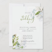 Groene Blad Bloemen Bruiloft Uitnodiging (Voorkant)