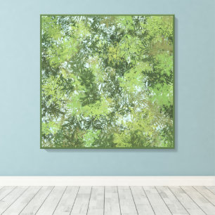 Groene blad bomen met blauwe lucht die door kunst canvas afdruk
