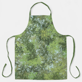 Groene blad bomen met blauwe lucht die door kunst  schort
