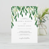 Groene Blad Botanische Aquarel Bruiloft Kaart (Staand voorkant)