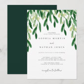 Groene Blad Botanische Aquarel Bruiloft Kaart (Voorkant / Achterkant)