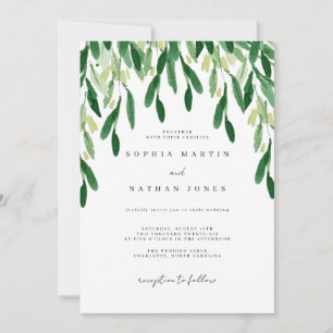 Groene Blad Botanische Aquarel Bruiloft Kaart