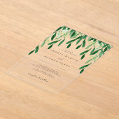 Groene Blad Botanische Bruiloft Acryl Uitnodigingen (Laagn)