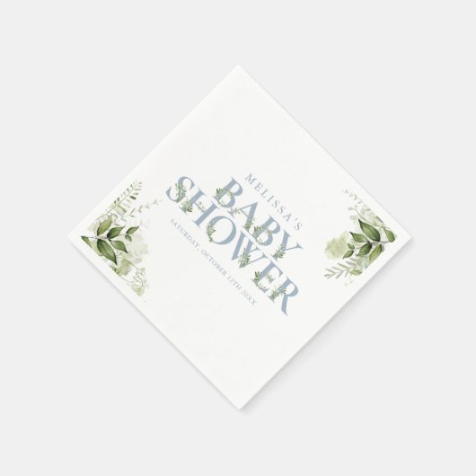 Groene Blad Boy Stof Blauw Baby Shower Servet (Hoek)