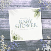 Groene Blad Boy Stof Blauw Baby Shower Servet