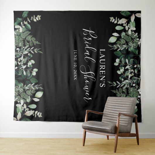 Groene Blad Bruidsbruiloft Foto Booth Achtergrond Wandkleed (In Situ (horizontaal))