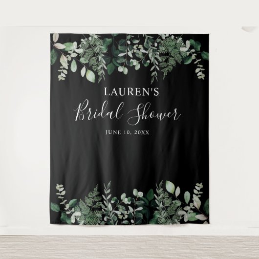 Groene Blad Bruidsbruiloft Foto Booth Achtergrond Wandkleed (Voorkant)