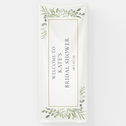 Groene Blad Bruiloft Feest Begroeting Spandoek (Verticaal)