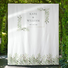 Groene Blad Bruiloft Foto Booth Achtergrond Wandkleed