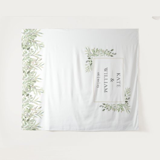 Groene Blad Bruiloft Foto Booth Achtergrond Wandkleed (Voorkant (horizontaal))