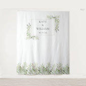 Groene Blad Bruiloft Foto Booth Achtergrond Wandkleed (Voorkant)