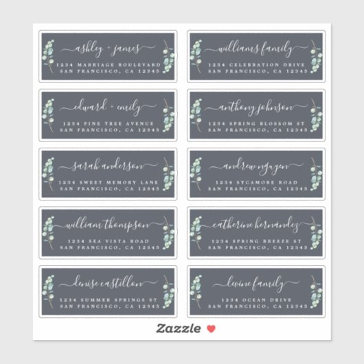 Groene Blad Bruiloft Gast Adreslabels Sticker (Vel)