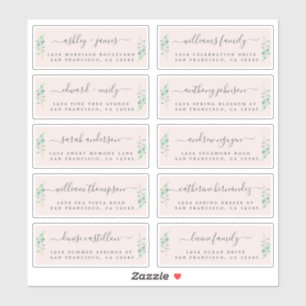 Groene Blad Bruiloft Gast Adreslabels Sticker