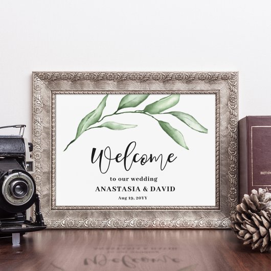 Groene Blad Bruiloft Welkom Poster