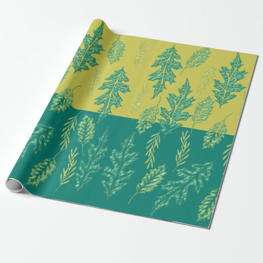 Groene Blad Cadeaupapier (Uitgerold)