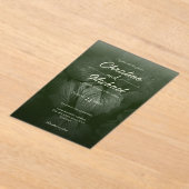 Groene blad elegante groen lente bruiloft acryl uitnodigingen (Laagn)