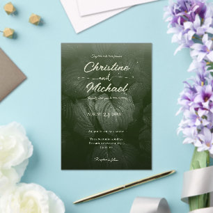 Groene blad elegante groen lente bruiloft acryl uitnodigingen