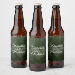 Groene blad elegante groen lente bruiloft bier etiket