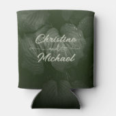 Groene blad elegante groen lente bruiloft blikjeskoeler (Achterkant)