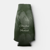 Groene blad elegante groen lente bruiloft flesjeskoeler (Voorkant)