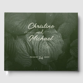Groene blad elegante groen lente bruiloft gastenboek