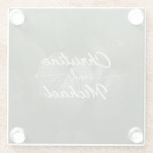 Groene blad elegante groen lente bruiloft glazen onderzetter (Achterkant)