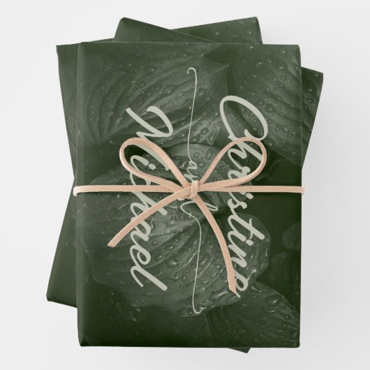 Groene blad elegante groen lente bruiloft inpakpapier vel (In situ)