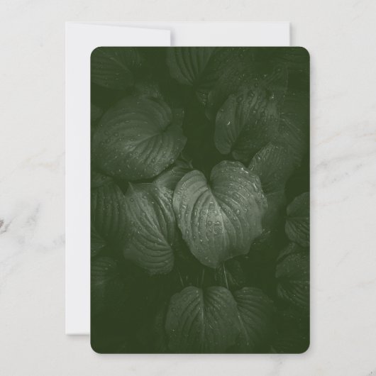 Groene blad elegante groen lente bruiloft kaart (Achterkant)