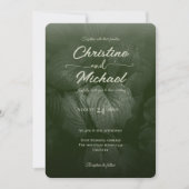 Groene blad elegante groen lente bruiloft kaart (Voorkant)