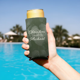 Groene blad elegante groen lente bruiloft seltzer blikjeskoeler