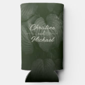 Groene blad elegante groen lente bruiloft seltzer blikjeskoeler (Achterkant)