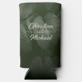 Groene blad elegante groen lente bruiloft seltzer blikjeskoeler (Voorkant)