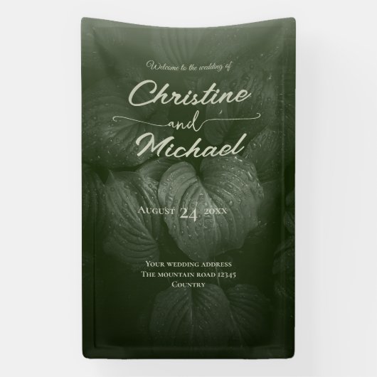 Groene blad elegante groen lente bruiloft spandoek (Verticaal)