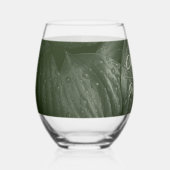 Groene blad elegante groen lente bruiloft wijnglas zonder voet (Voorkant)