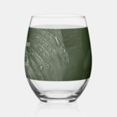 Groene blad elegante groen lente bruiloft wijnglas zonder voet (Achterkant)