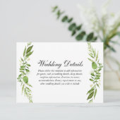 Groene Blad Elegante Trouwreceptie Detail Informatiekaartje (Staand voorkant)