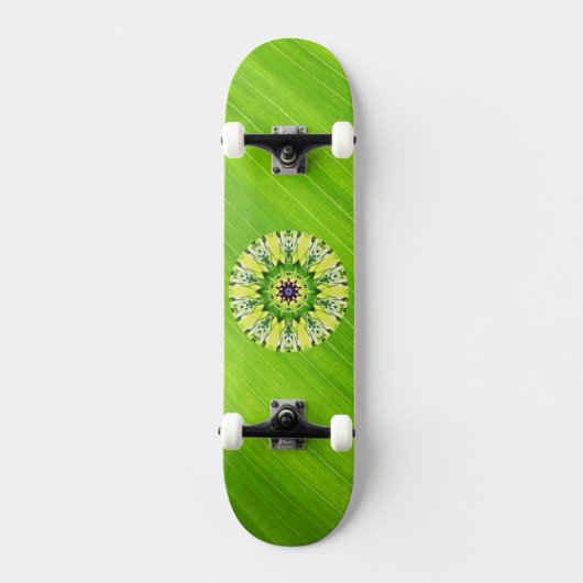 Groene blad- en mandala-skateboarddek persoonlijk skateboard (Voorkant)