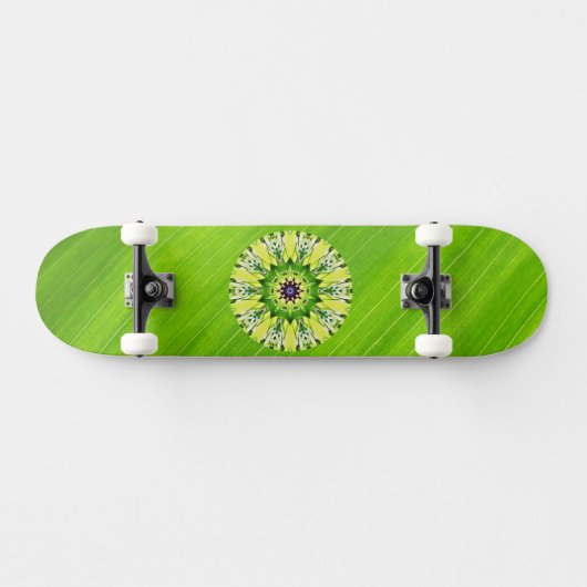 Groene blad- en mandala-skateboarddek persoonlijk skateboard (Horizontaal)