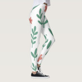 Groene Blad en Roze Bloem Patroon Legging (Rechts)