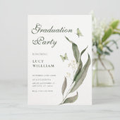 Groene blad Esthetische elegante afstuderen Kaart (Staand voorkant)