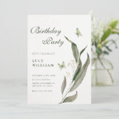 Groene blad Esthetische elegante verjaardag Kaart (Staand voorkant)