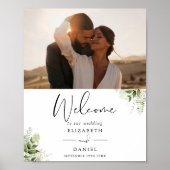 Groene Blad Foto Bruiloft Welkom Bord Poster (Voorkant)