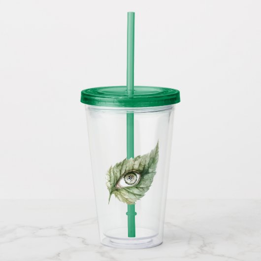 Groene Blad Goblin Oog Acryl Drinkbeker (Voorkant)
