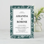 Groene Blad Grens Trouw Uitnodiging (Staand voorkant)