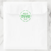 Groene Blad Hallo Lente Ronde Sticker (Tas)
